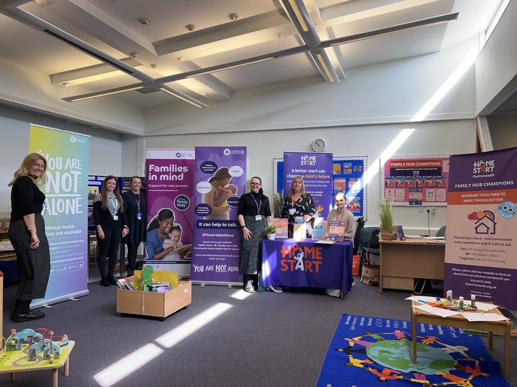 Families In Mind team and other services at a Family Hub event